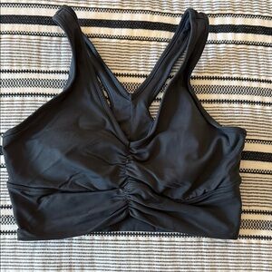 ALO Yoga Black Ruched Sports Bra
